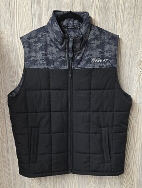 Ariat Colorblock Crius Insulated Black Digi Camo Vest Mens Size XL